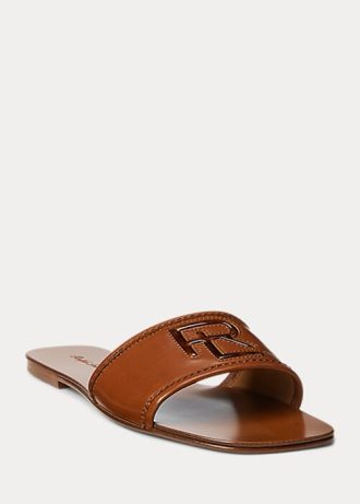 Brown Women’s Ralph Lauren Andela Burnished Calfskin Sandals