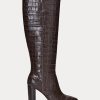 Brown Women’s Ralph Lauren Ashlynn Embossed Leather Boots Brown Women’s Ralph Lauren Ashlynn Embossed Leather Boots