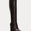 Brown Women’s Ralph Lauren Ashlynn Embossed Leather Boots Brown Women’s Ralph Lauren Ashlynn Embossed Leather Boots