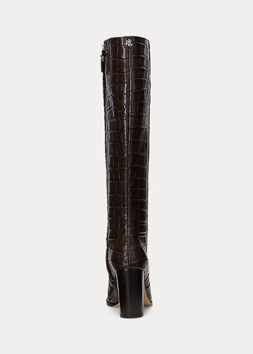 Brown Women’s Ralph Lauren Ashlynn Embossed Leather Boots Brown Women’s Ralph Lauren Ashlynn Embossed Leather Boots