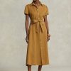 Brown Women’s Ralph Lauren Belted Linen Short- Dress Brown Women’s Ralph Lauren Belted Linen Short- Dress
