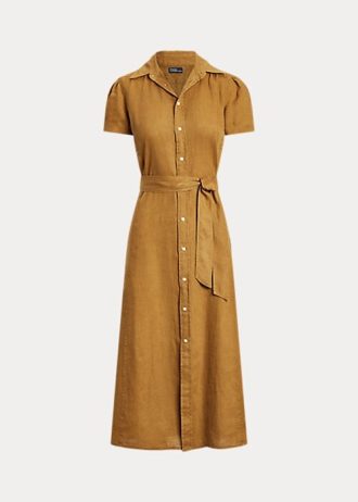 Brown Women’s Ralph Lauren Belted Linen Short- Dress