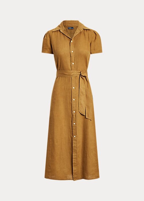 Brown Women’s Ralph Lauren Belted Linen Short- Dress Brown Women’s Ralph Lauren Belted Linen Short- Dress