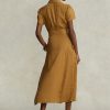 Brown Women’s Ralph Lauren Belted Linen Short-Sleevedress Dress