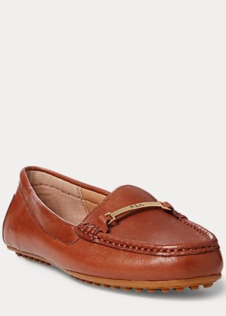 Brown Women’s Ralph Lauren Briony Leather Driver Loafers