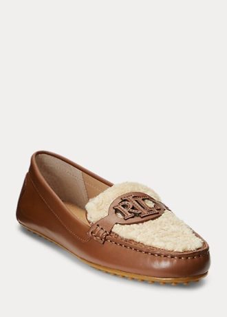 Brown Women’s Ralph Lauren Brynn Nappa Leather Driver Flat Shoes