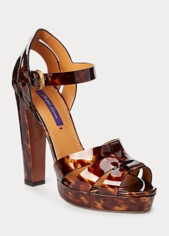 Brown Women’s Ralph Lauren Callahan Patent Calfskin Sandals