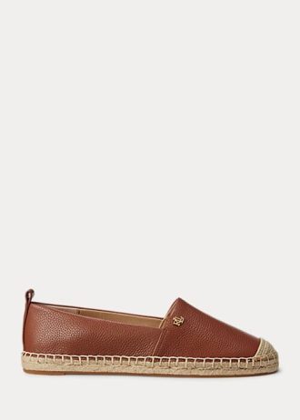 Brown Women’s Ralph Lauren Cameryn IV Tumbled Leather Flat Shoes