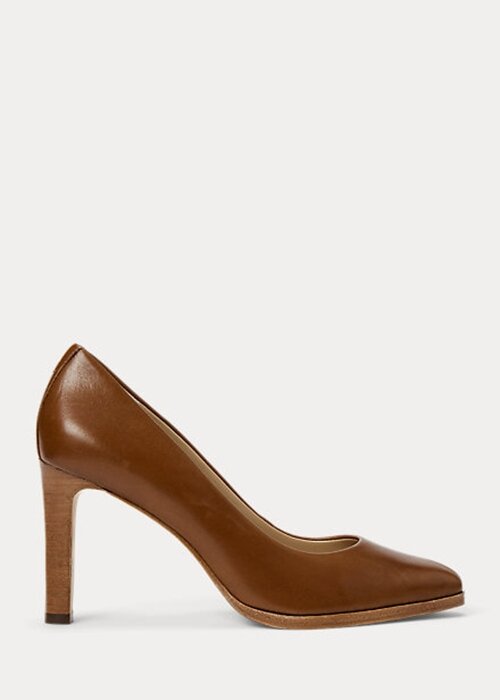 Brown Women’s Ralph Lauren Camila Burnished Leather Heels Brown Women’s Ralph Lauren Camila Burnished Leather Heels