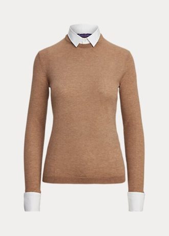Brown Women’s Ralph Lauren Collared Cashmere Sweaters