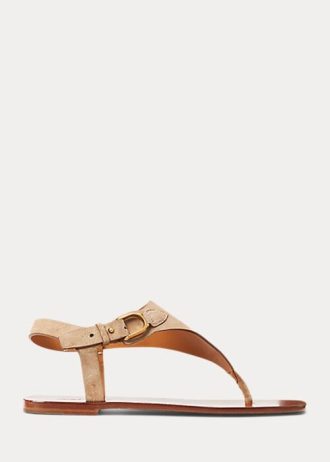 Brown Women’s Ralph Lauren Delancie Welington Calf-Suede Sandals