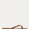 Brown Women’s Ralph Lauren Emalia Nappa Leather Flip Flops