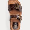 Brown Women’s Ralph Lauren Ezra Crocodile-Embossed Leather Sandals Brown Women’s Ralph Lauren Ezra Crocodile-Embossed Leather Sandals