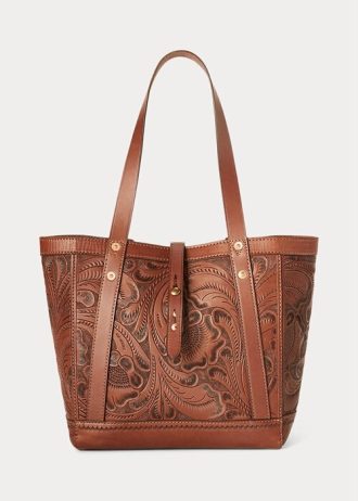 Brown Women’s Ralph Lauren Hand-Tooled Leather Tote Bags
