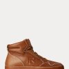 Brown Women’s Ralph Lauren Jaemyn Calfskin High-Top Sneakers