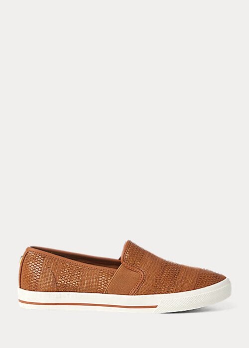 Brown Women’s Ralph Lauren Jinny Woven Slip-On Sneakers Brown Women’s Ralph Lauren Jinny Woven Slip-On Sneakers
