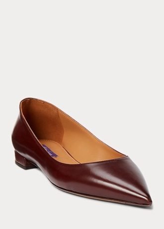 Brown Women’s Ralph Lauren Kendrya Calfskin Ballet Flat Shoes