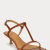 Brown Women’s Ralph Lauren Lambskin Kitten-Heel Sandals
