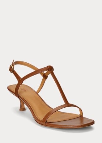 Brown Women’s Ralph Lauren Lambskin Kitten-Heel Sandals