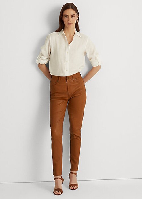 Brown Women’s Ralph Lauren Leather High-Rise Skinny Ankle Pants Brown Women’s Ralph Lauren Leather High-Rise Skinny Ankle Pants