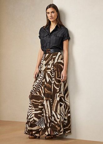 Brown Women’s Ralph Lauren Liliosa Zebra-Print Linen Voile Skirts