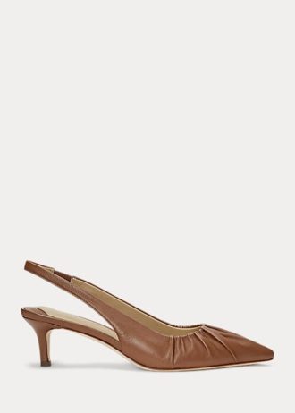 Brown Women’s Ralph Lauren Lolah Nappa Leather Slingback Heels