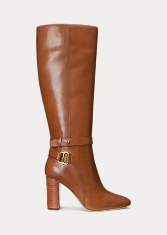 Brown Women’s Ralph Lauren Makenna Burnished Leather Riding Boots