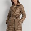 Brown Women’s Ralph Lauren Metallic Quilted Down  Coats