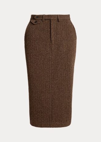 Brown Women’s Ralph Lauren Mychele Wool Herringbone Skirts