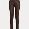 Brown Women’s Ralph Lauren Nappa Leather Skinny Ankle Pants