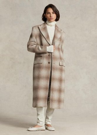 Brown Women’s Ralph Lauren Plaid Wool-blend   Coats