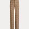 Brown Women’s Ralph Lauren Plaid Wool-Linen Tweed Straight-Leg Pants