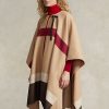 Brown Women’s Ralph Lauren Polo ID Striped Double-Faced Poncho Jackets