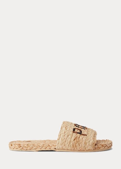 Brown Women’s Ralph Lauren Raffia Logo Slippers Brown Women’s Ralph Lauren Raffia Logo Slippers