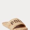Brown Women’s Ralph Lauren Raffia Logo Slippers Brown Women’s Ralph Lauren Raffia Logo Slippers