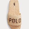 Brown Women’s Ralph Lauren Raffia Logo Slippers Brown Women’s Ralph Lauren Raffia Logo Slippers