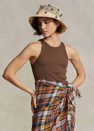 Brown Women’s Ralph Lauren Ribbed Cotton Tanks