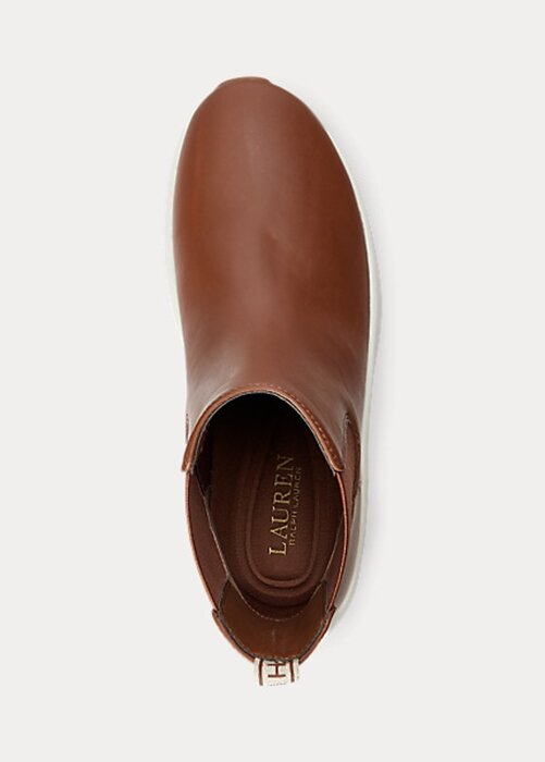 Brown Women’s Ralph Lauren Rylee Burnished Leather Slip-On Sneakers Brown Women’s Ralph Lauren Rylee Burnished Leather Slip-On Sneakers