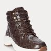Brown Women’s Ralph Lauren Rylee Embossed Leather High-Top Sneakers