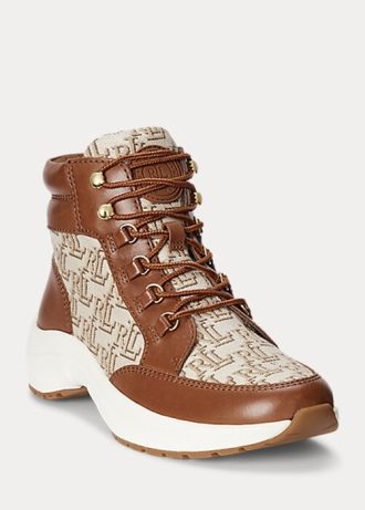 Brown Women’s Ralph Lauren Rylee Monogram Jacquard High-Top Sneakers