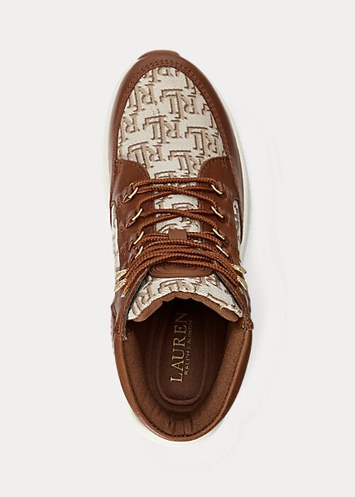 Brown Women’s Ralph Lauren Rylee Monogram Jacquard High-Top Sneakers Brown Women’s Ralph Lauren Rylee Monogram Jacquard High-Top Sneakers