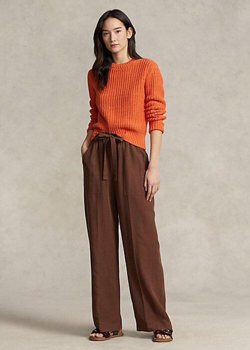 Brown Women’s Ralph Lauren Silk-Blend Wide-Leg Pants Brown Women’s Ralph Lauren Silk-Blend Wide-Leg Pants