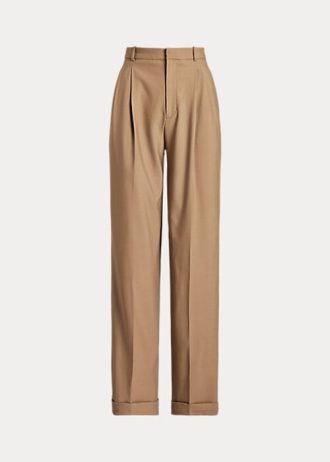 Brown Women’s Ralph Lauren Straight-Leg Wool-Blend Pants