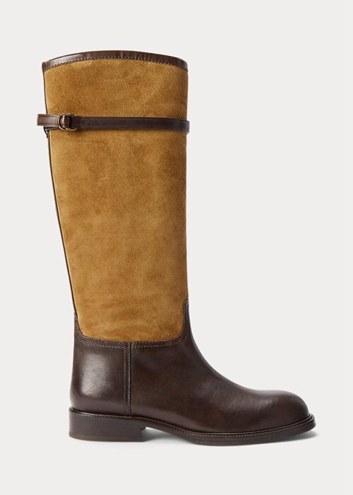 Brown Women’s Ralph Lauren Two-Tone Suede & Leather Ridings Boots Brown Women’s Ralph Lauren Two-Tone Suede & Leather Ridings Boots