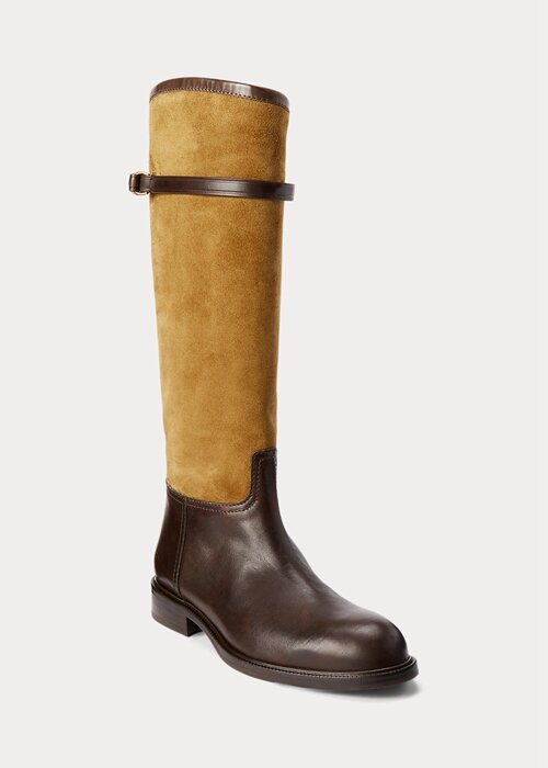 Brown Women’s Ralph Lauren Two-Tone Suede & Leather Ridings Boots Brown Women’s Ralph Lauren Two-Tone Suede & Leather Ridings Boots