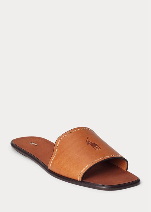 Brown Women’s Ralph Lauren Vachetta Leather Slippers Brown Women’s Ralph Lauren Vachetta Leather Slippers