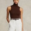 Brown Women’s Ralph Lauren Wool Sleeveless Turtleneck Sweaters