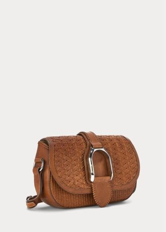 Brown Women’s Ralph Lauren Woven Calfskin Welington Crossbody Bags