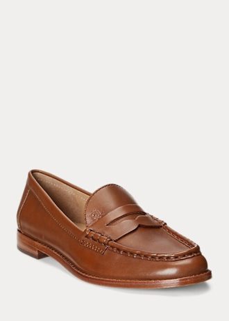 Brown Women’s Ralph Lauren Wynnie Burnished Leather Loafers