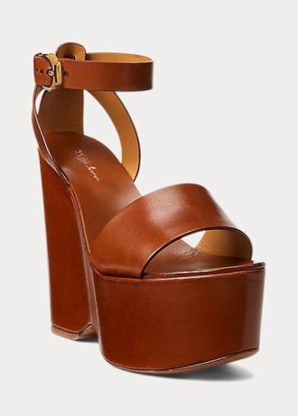 Brown Women’s Ralph Lauren Zadie Burnished Calfskin Sandals Brown Women’s Ralph Lauren Zadie Burnished Calfskin Sandals